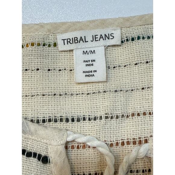 Tribal Jeans Boho Embroidered Top with Tassels NWOT Size M - Picture 4 of 12